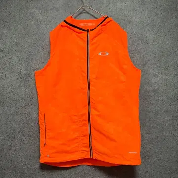 컨디션 최상 Oakley 얇은 소재 풀 집업 후드 부착 오렌지 골프 베스트 L