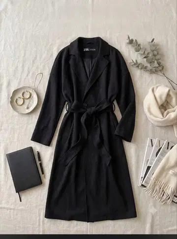 ZARA 페이크 스웨이드 롱 코트 블랙 빅 사이즈이신 분께!