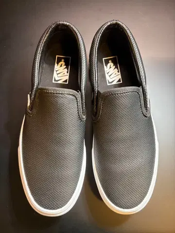 VANS 슬립온 펀칭 가죽 블랙 스니커즈 레어 US 모델