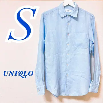 UNIQLO 유니클로 긴팔 셔츠 S 남성용 라이트 블루 성숙한 코디