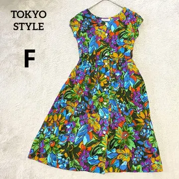 TOKYO STYLE 도쿄 스타일 꽃무늬 프렌치 슬리브 셔츠 원피스 쇼와 레트로