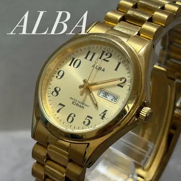 새상품 배터리 ALBA 세이코 10BAR 작동 남성용 손목시계 골드 작동