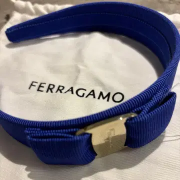 [택 포함 새상품] FERRAGAMO VARA 바라 리본 머리띠 블루