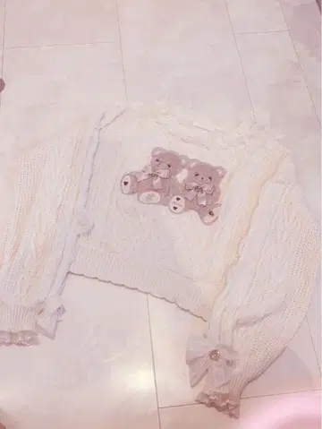 LIZ LISA 곰 모티브 케이블 니트 새상품급