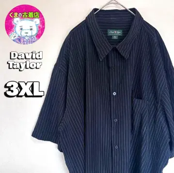 usa 구제 의류 David Taylor 반팔 버튼 셔츠 3XL 블랙
