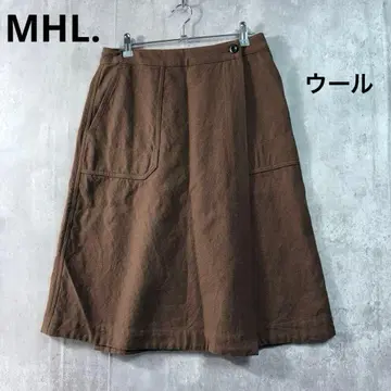MHL. 울 랩스커트 사다리꼴 A라인 브라운 갈색 M 사이즈 상당 가을/겨울