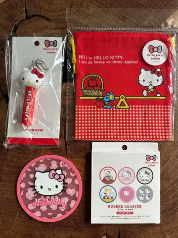 3coins 헬로키티 립 참 복조리 파우치 러버 코스터