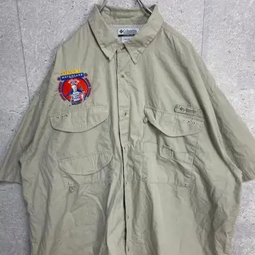 컬럼비아 PFG 자수 와펜 낚시 반팔 셔츠 빅사이즈 2XL
