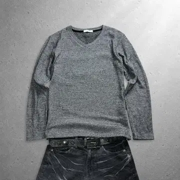 00s archive rib vneck l/s tee marl gray