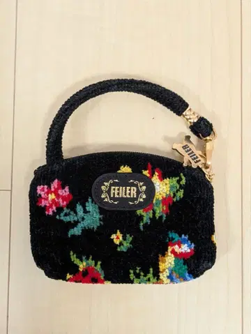 FEILER 페이러 꽃무늬 미니 파우치 핸들 포함