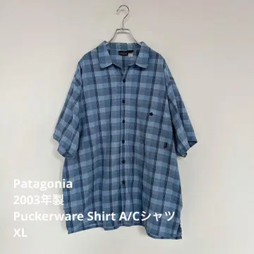 Patagonia XL Puckerware 옴브레 체크 반팔 셔츠