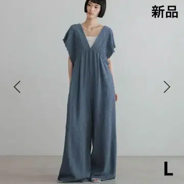 새상품 LOWRYS FARM 요루 쉬폰 셔링 살로펫 블루 L