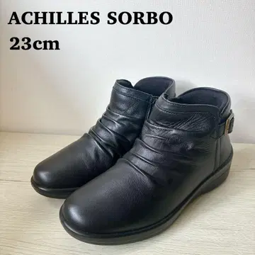 미사용 아킬레스 솔보 블랙 숏부츠 사이드 지퍼 넓은 폭 23cm
