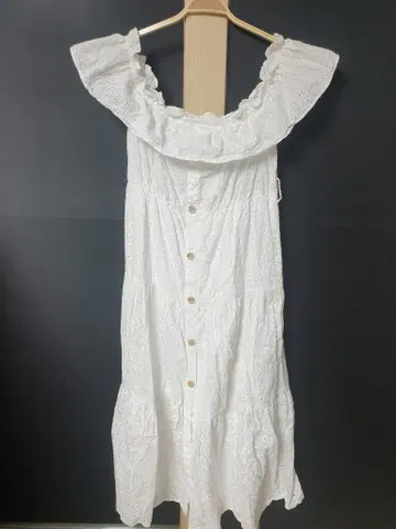 진짜만원 자라 오프숄더 펀칭레이스 롱원피스 77 아이보리 L