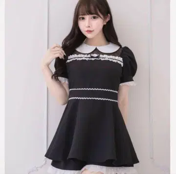 pium 코튼 프릴 도리 셋업 블랙
