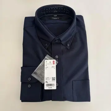 UNIQLO 슈퍼 논아이론 저지 슬림 셔츠 네이비 XL