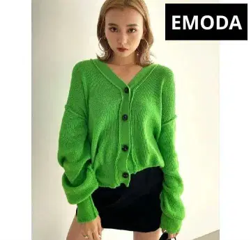 EMODA 오버사이즈 루즈핏 가디건 그린 레어 완판템