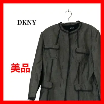 DKNY 노카라 자켓 울 실크 린넨 혼방 포켓 B2299