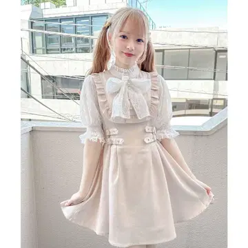 ROJITA 레이시 쇼트 슬리브 사이드 벨트 원피스 (베이지)