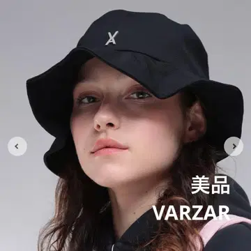 VARZAR 바자르 로고 스터드 프릴 버킷햇 블랙 버킷햇