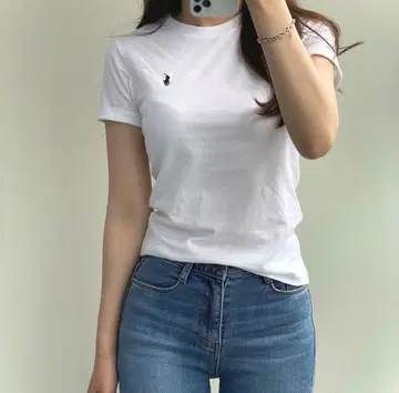폴로 랄프로렌 여성 반팔티 화이트 네이비