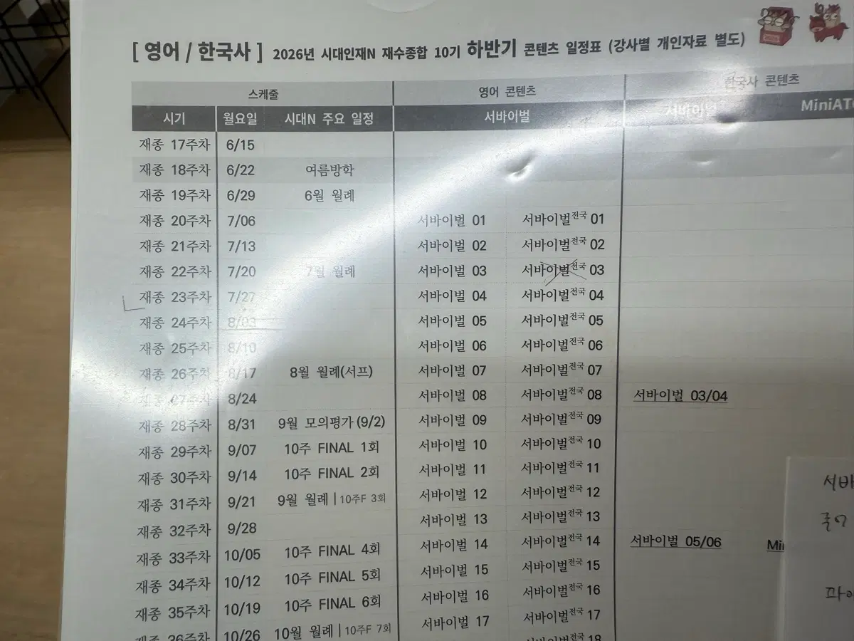 시대인재 전국 서바이벌 영어 1,2,4일괄