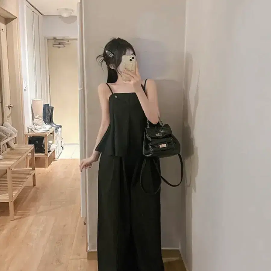 하객룩 플레어 나시 블라우스 와이드 팬츠 투피스 세트