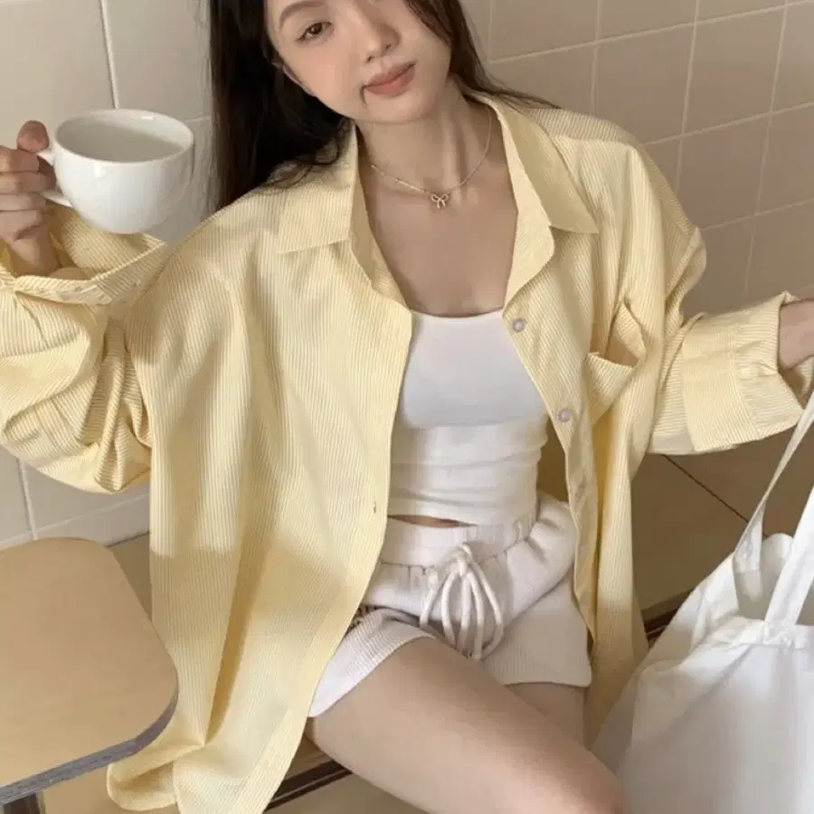 데일리 스트라이프 루즈핏 긴팔 셔츠