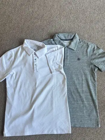 REIGNING CHAMP 피케 셔츠 S 그레이/화이트 2장 세트