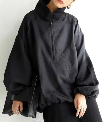 ANTIQUA 하프 지퍼 블루종 블랙