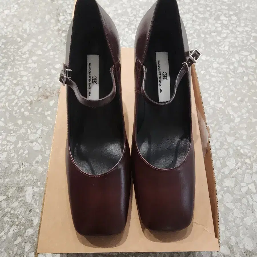 수제화 버건디 메리제인 힐 240mm