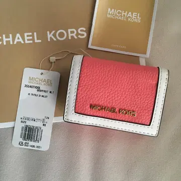 새상품 MICHEAL KORS 마이클코어스 3단 폴더형 지갑 핑크 화이트