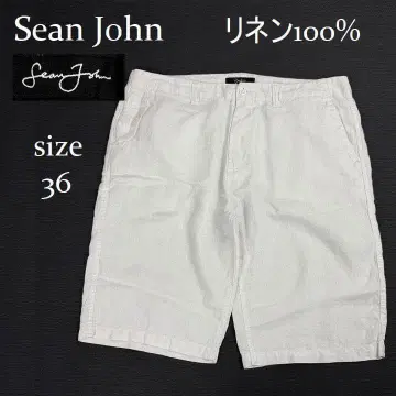 Sean John 숀 존 린넨 100% 숏팬츠 화이트 36