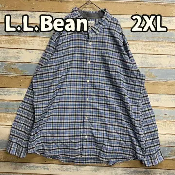 엘엘빈 긴팔 셔츠 파랑 블루 2XL 체크 [ 가998 ]