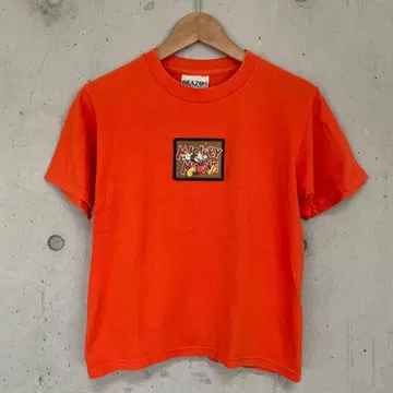 빈티지 디즈니 미키마우스 오렌지 티셔츠 Mickey