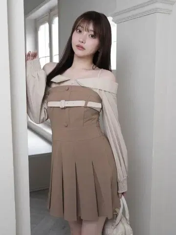 LIP SERVICE 오프숄더 셔츠 레이어드 라이크 원피스