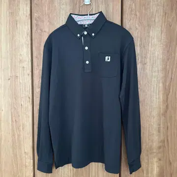 FootJoy 풋조이 남성용 골프 긴팔 피케 셔츠 블랙 FJ 로고