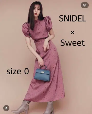 새상품급 snidel 스나이델 개더 퍼프 슬리브 원피스 핑크 도트