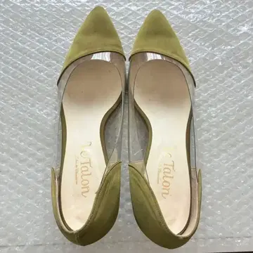 르 탈론 펌프스 카키 클리어 새틴 소재 23cm