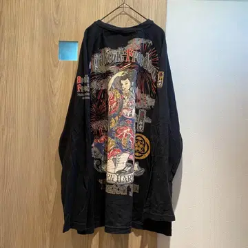 BULLET NOISE 오이란 일본풍 패턴 프린트 y2k 오버 사이즈 롱 T