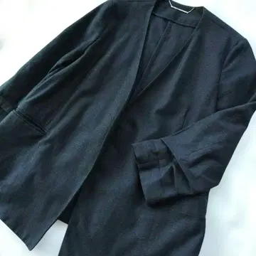 Mila Owen 미라 오웬 소매 턱 노카라 자켓 린넨 혼방