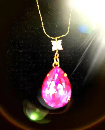 [PRINCESS] 신상 드롭형 핑크 스톤 목걸이 40cm