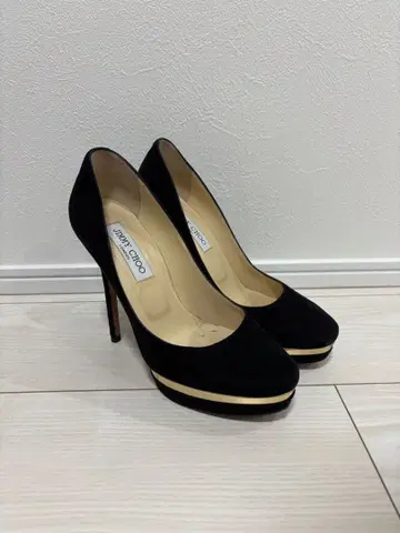 JIMMY CHOO 스웨이드 펌프스 블랙 골드