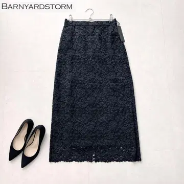 택 포함 미사용 BARNYARDSTORM 레이스 롱 타이트 스커트 네이비