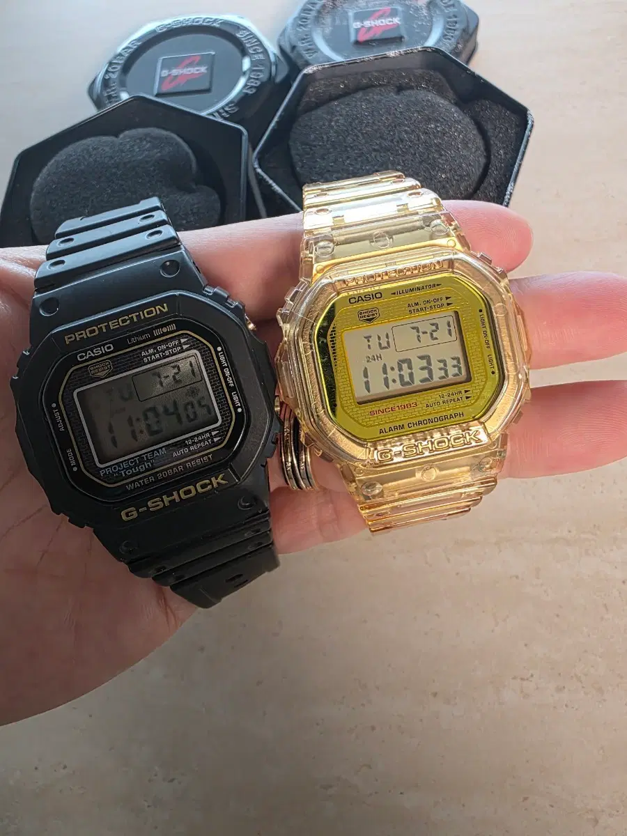 지샥스퀘어 DW-5035D,E 35주년 샤이닝, 글래시어골드 일괄