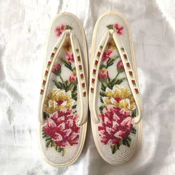 비즈 자수 조리 꽃무늬 일본 의류 신발 23cm