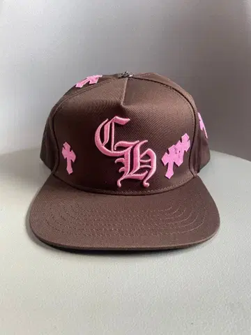 Pink patch leather cross brown hat