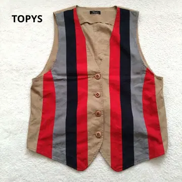 TOPYS 베스트 지레 스트라이프 패턴 남성용 프론트 버튼 경량