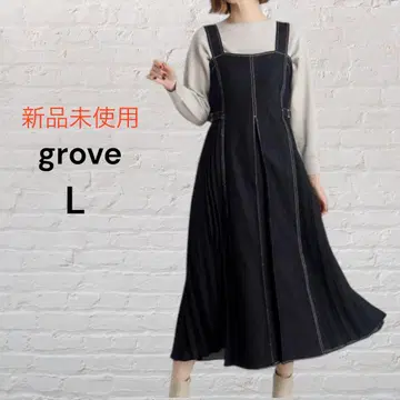 미사용 새상품 [ grove ] 데님 사이드 플리츠 점프슈트 블랙 L