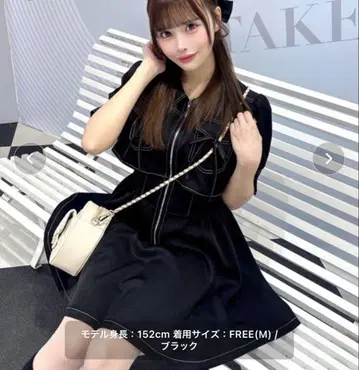 one way 레이어드 프론트 지퍼 원피스 블랙